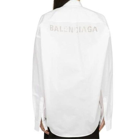 Balenciaga White Cotton Dress Women's Shirt - Picture 3 of 4